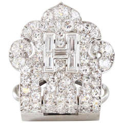 Antique Art Deco H Diamond Brooch