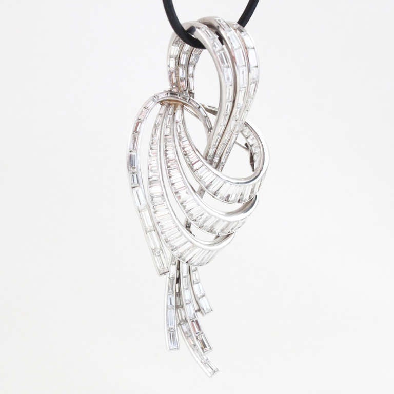Harry Winston Diamond Ribbon Pendant / Brooch at 1stdibs
