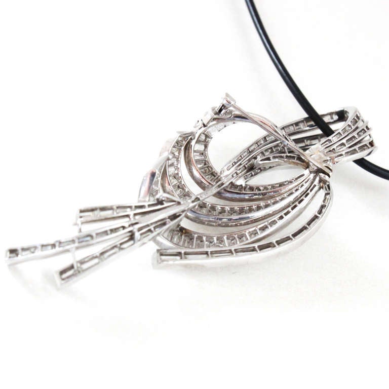 Harry Winston Diamond Ribbon Pendant / Brooch at 1stdibs