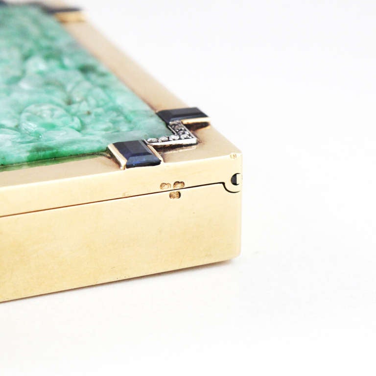 Art Deco Jade Sapphire Diamond Gold Box 2