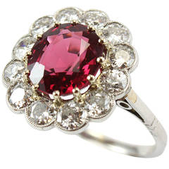 Fine Spinel Diamond Platinum Cluster Ring 11
