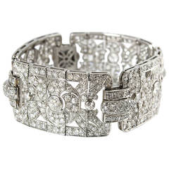 1920s French Art Deco Diamond Platinum Bracelet 11