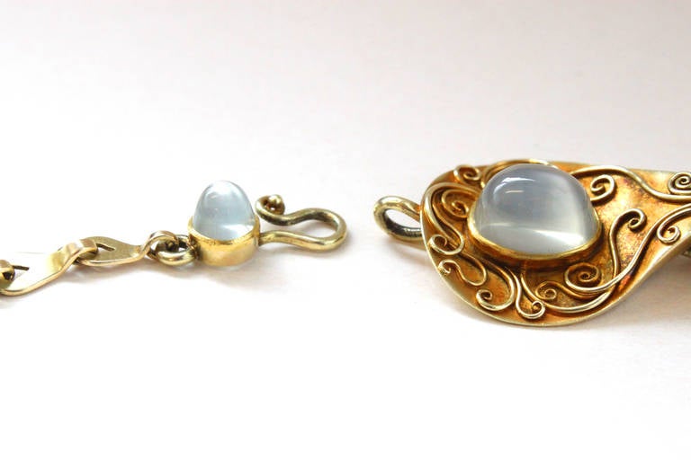 Women's Rare 1930s Elisabeth Treskow Moonstone Gold Necklace