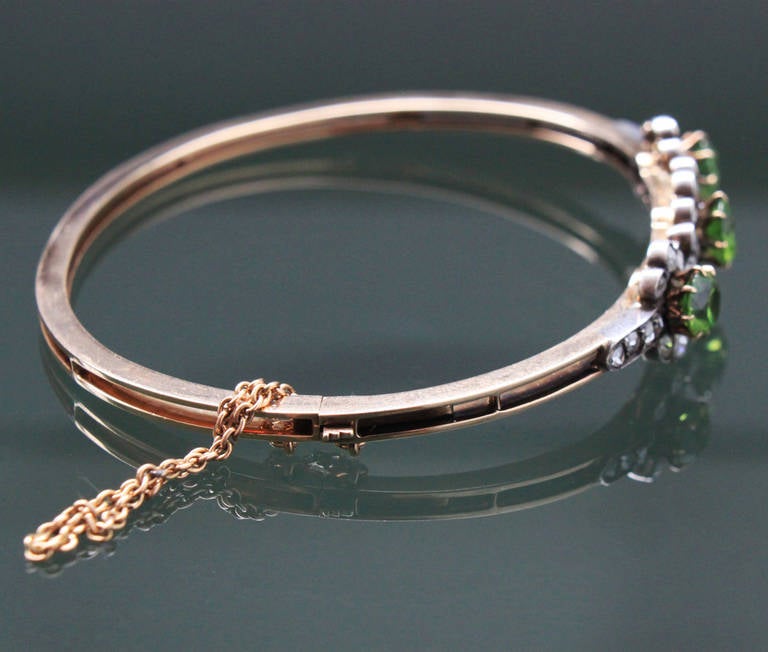 Russian Demantoid Diamond Bracelet In Excellent Condition In Idar-Oberstein, DE