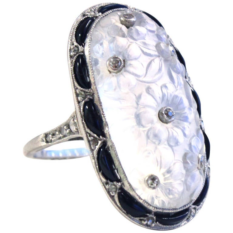 Carved Moonstone Belle Epoque Ring