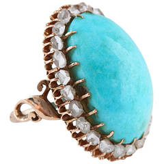 Antique Victorian Persian Turquoise Diamond Ring