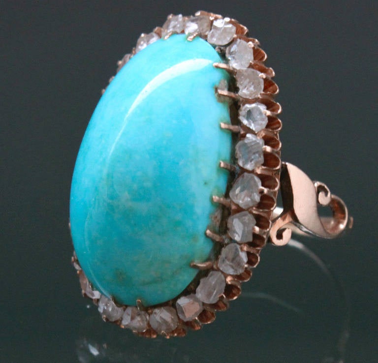 Victorian Persian Turquoise Diamond Ring at 1stDibs