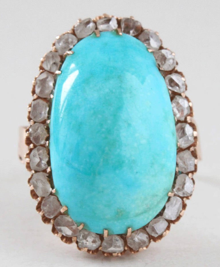 Victorian Persian Turquoise Diamond Ring