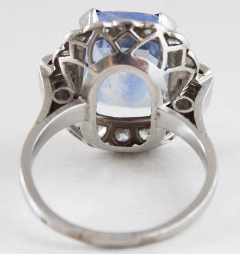 French Sapphire Diamond Platinum Girda Ring at 1stDibs