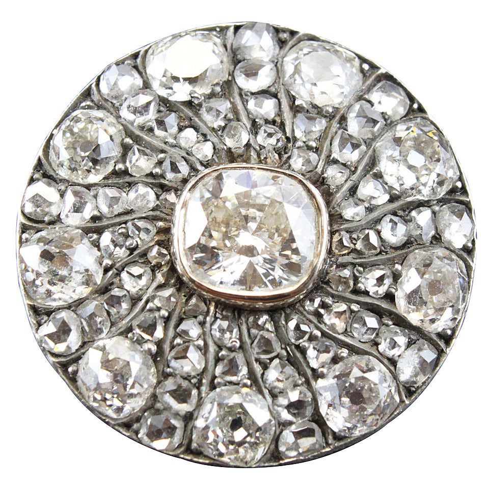 Victorian Diamond Round Brooch, 1880s