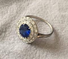 Edwardian Natural Burma Sapphire Diamond Platinum Ring