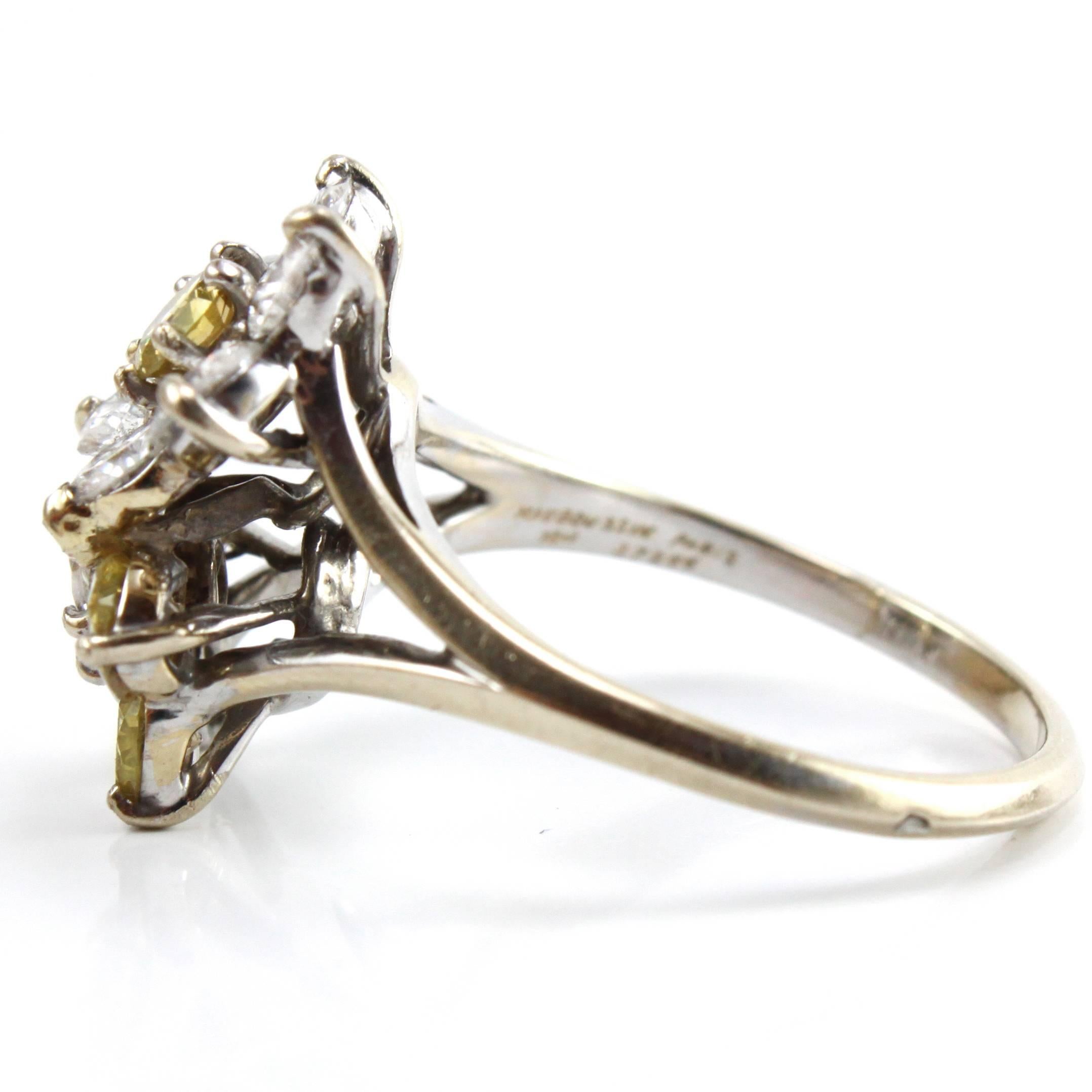 Mauboussin Fancy Yellow and White Diamond Cocktail Ring In Excellent Condition In Idar-Oberstein, DE