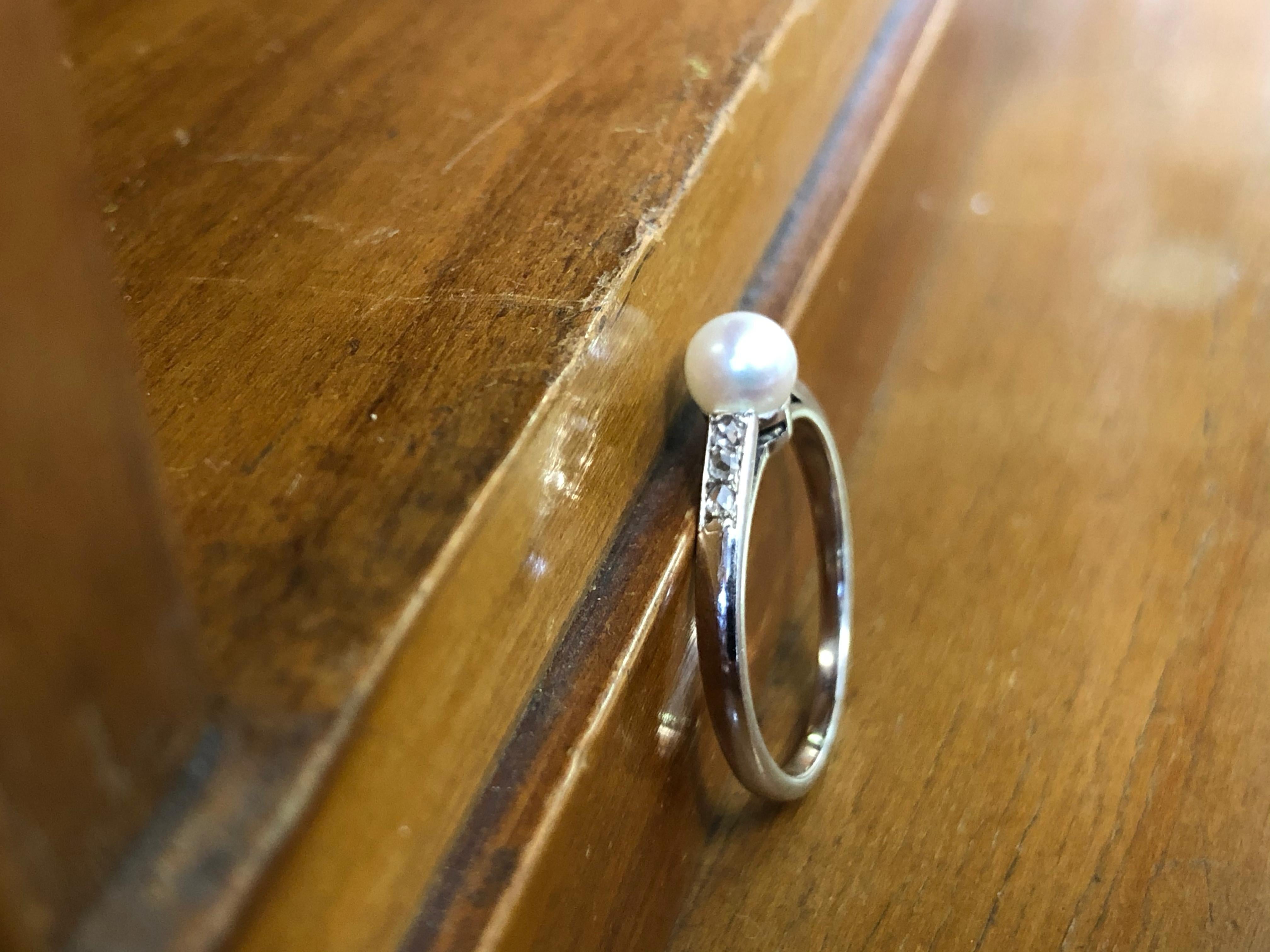 Women's Natural Pearl and Diamond Ring
