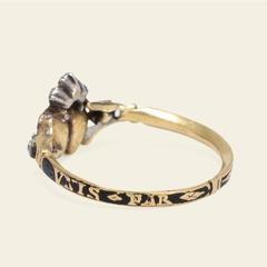 Georgian Unis Par L'Amour Ruby and Emerald Twin Heart Ring