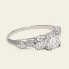 1940s 1.5 Carat Diamond Engagement Ring with Gradient Shoulders