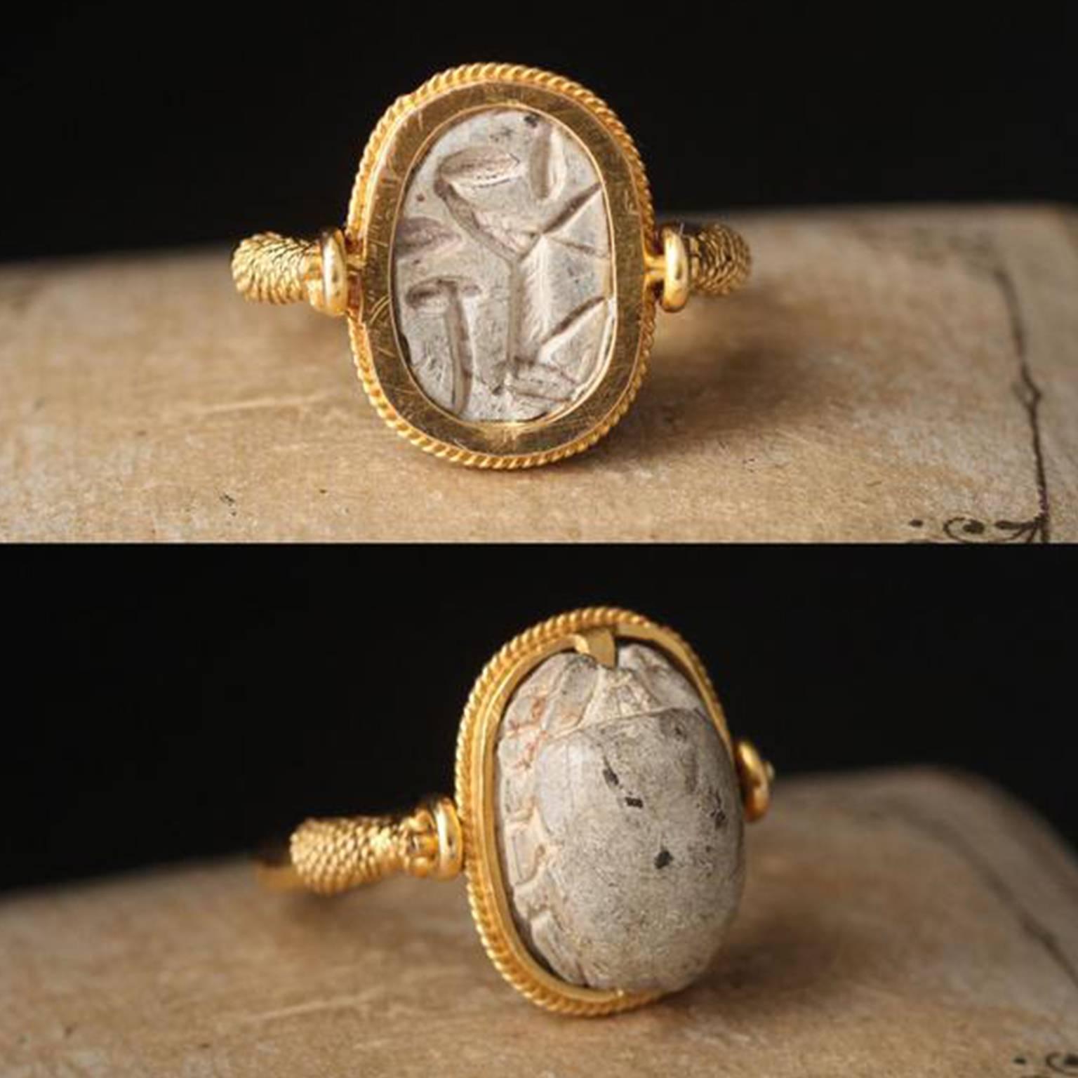 Egyptian Revival Victorian Scarab Spinner Ring