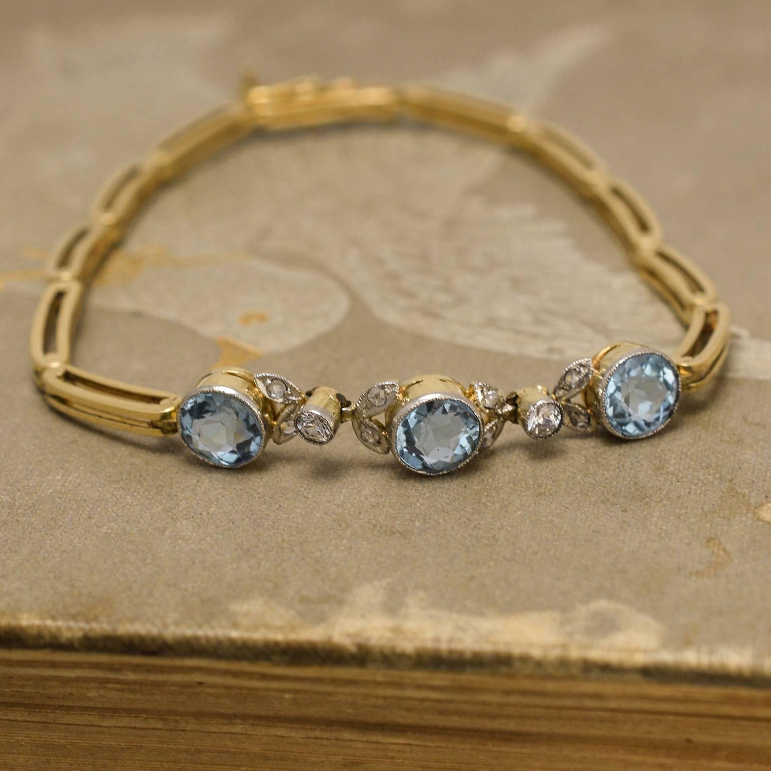 Women's Edwardian Aquamarine and Diamond Bracelet