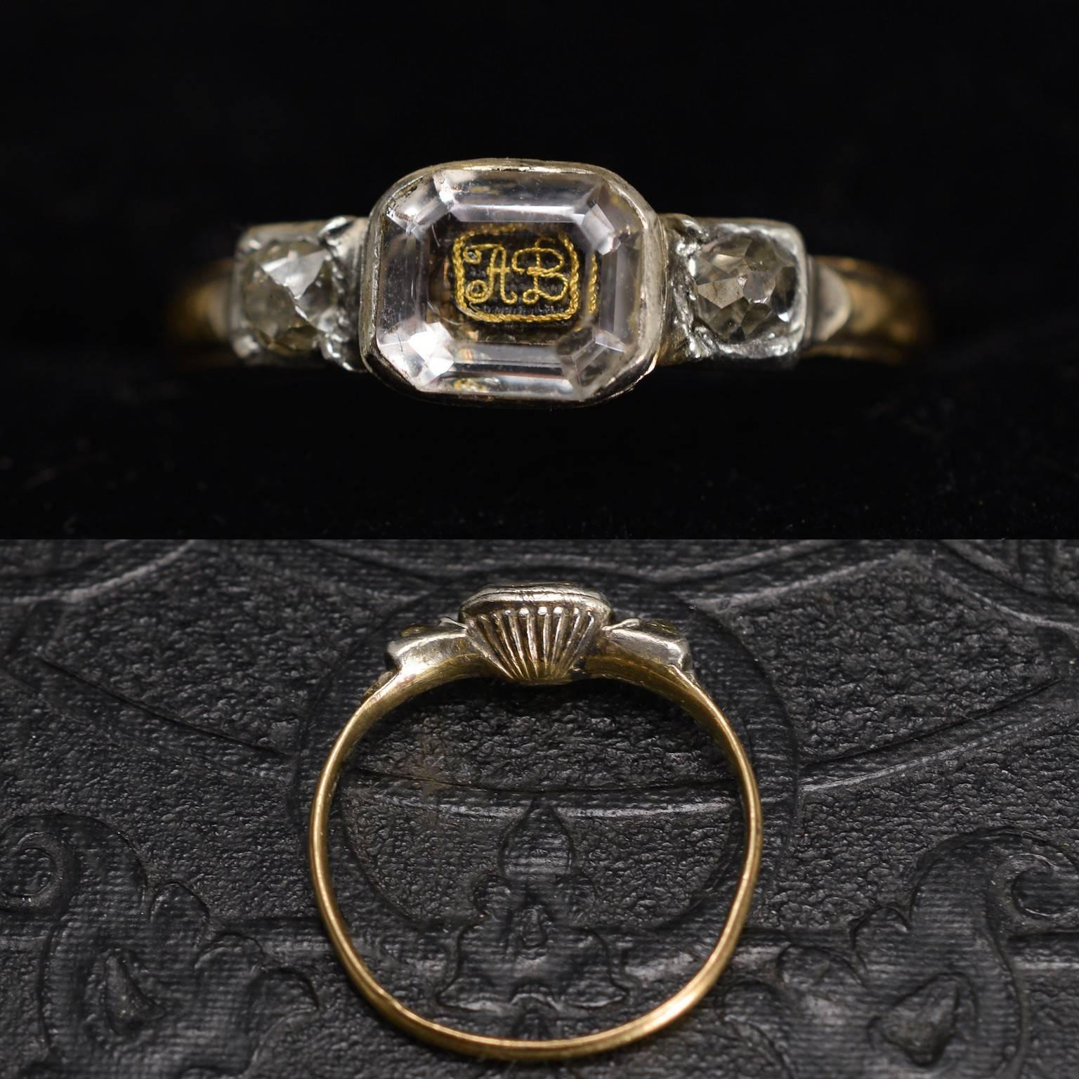 Women's or Men's Antique Stuart Crystal Ring with 