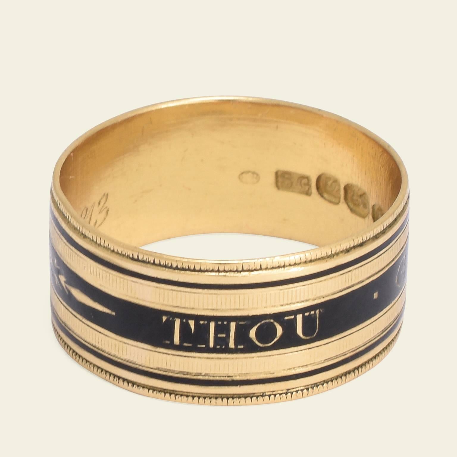 Antique Georgian Thou God Seeth Me Mourning Band In Good Condition In Brooklyn, NY