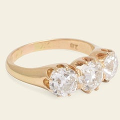 3.16ctw Old European Cut Diamond Trilogy Ring