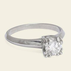 Vintage Platinum .57 Carat Brilliant Cut Diamond Solitaire