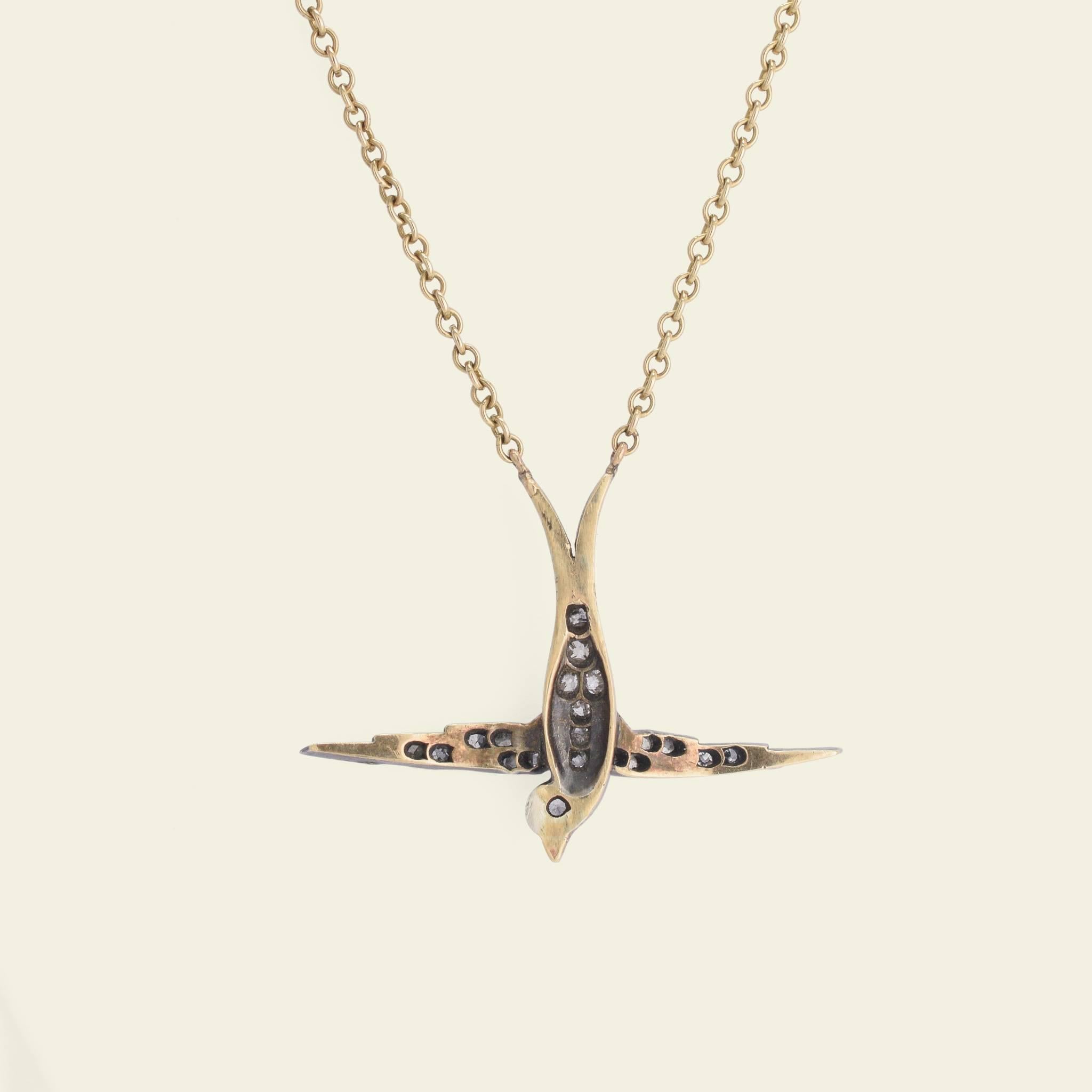 Victorian Diamond Swallow Necklace In Good Condition In Brooklyn, NY