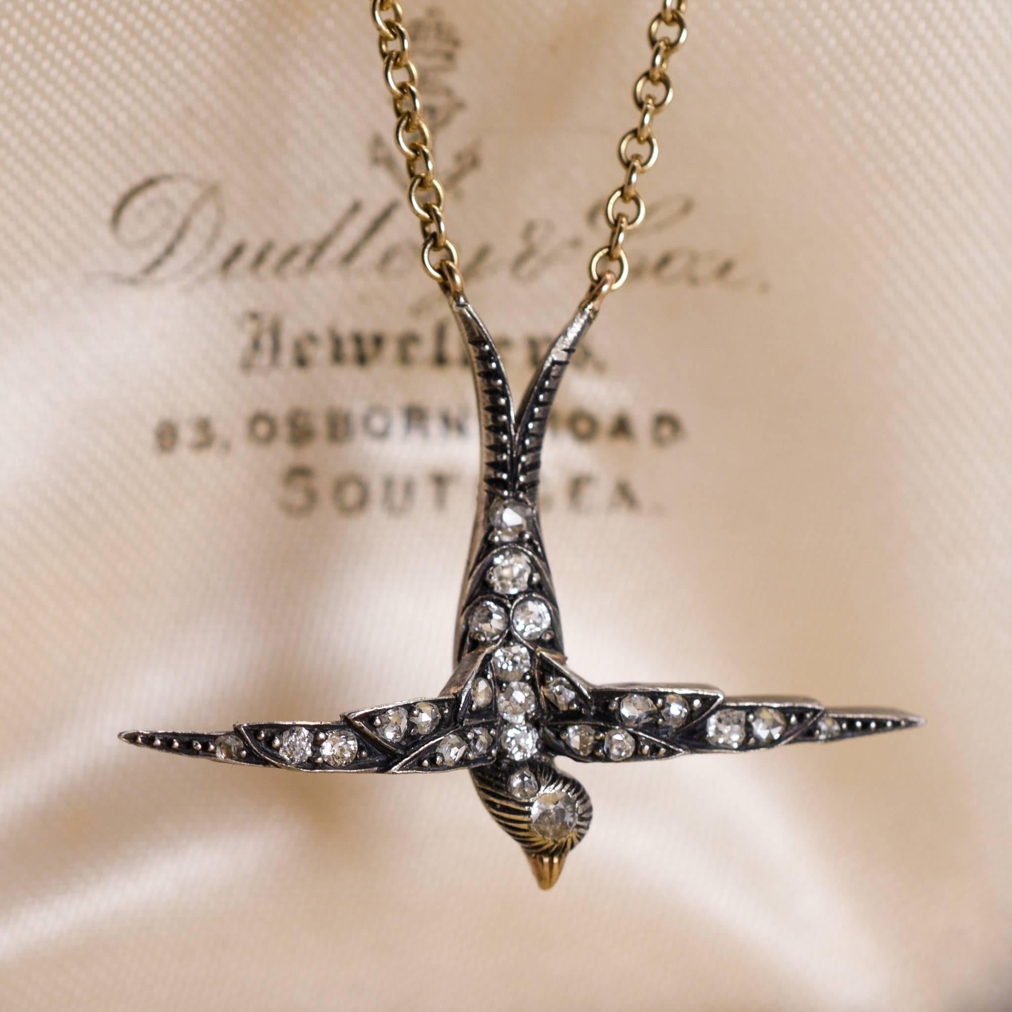 Women's Victorian Diamond Swallow Necklace