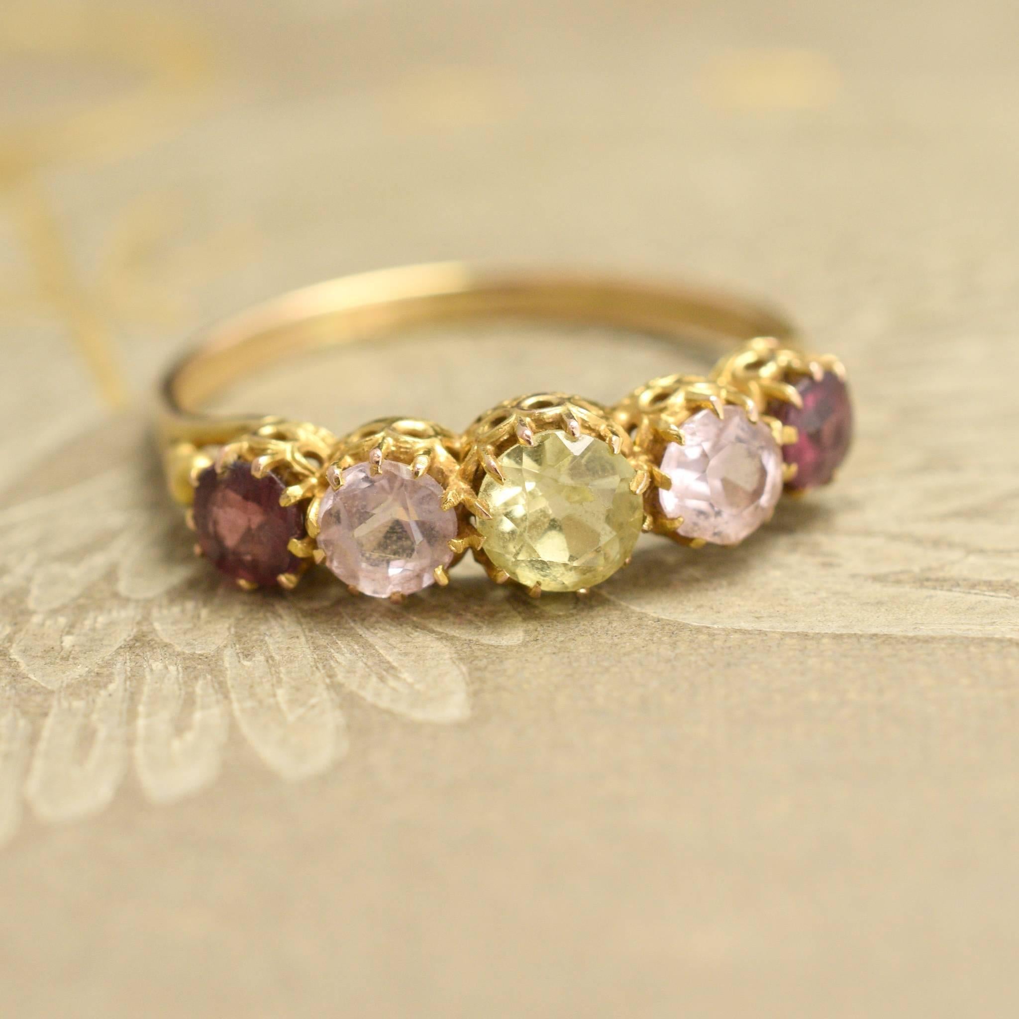Women's Victorian Multicolored Gemstone Ring
