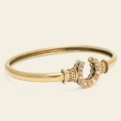 Victorian Coral and Pearl Horseshoe Bangle