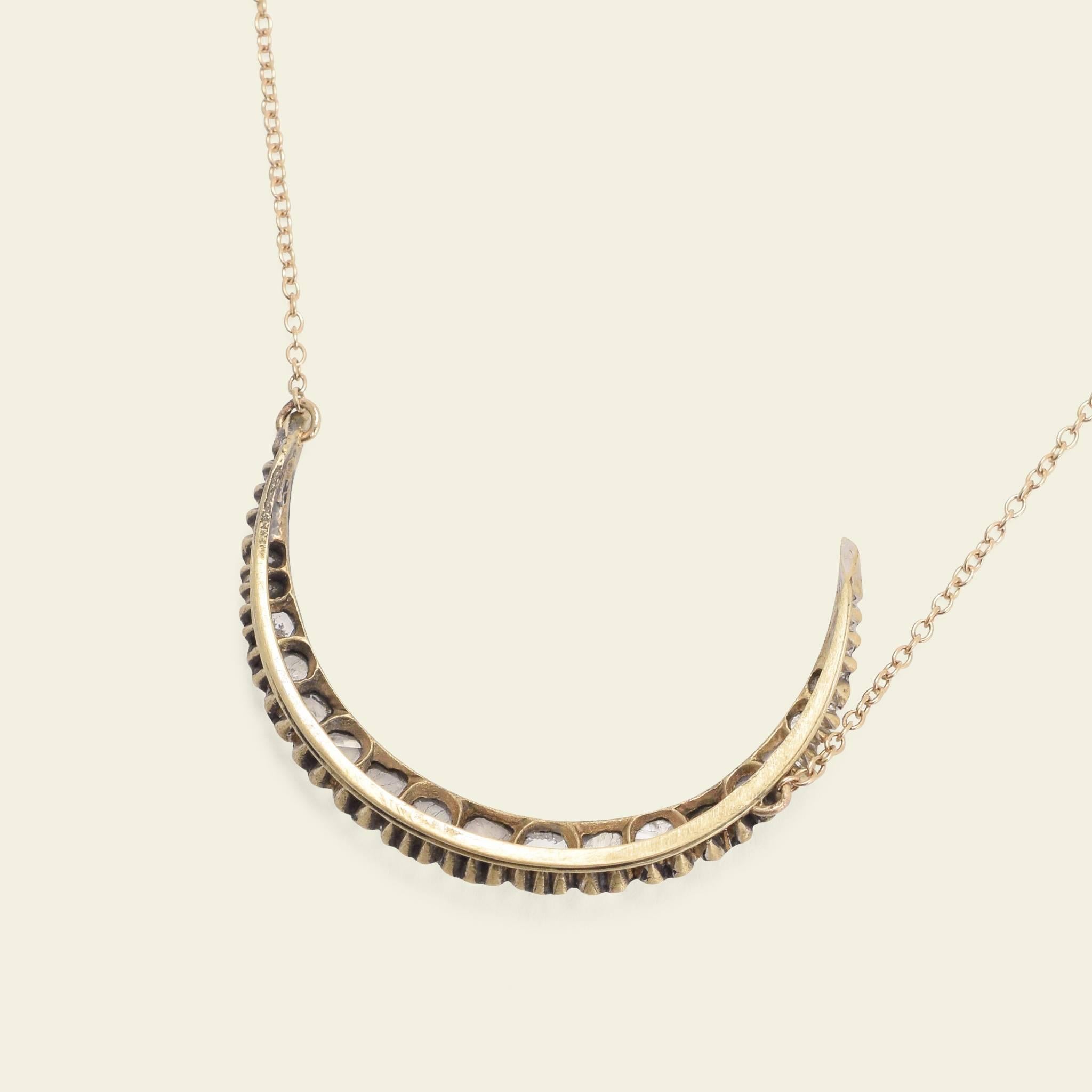 The crescent moon shape has been employed in jewelry design since time immemorial. The Victorians had a fascination with astronomy and were especially taken with the ever-changing moon. The moon - particularly in its crescent phase - can be seen