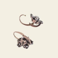 Early Victorian Old Mine and Rose Cut Diamond Flower Earrings