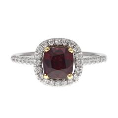1.50 Carat Natural Red Spinel with 0.20 Carats Natural Diamonds Engagement Ring