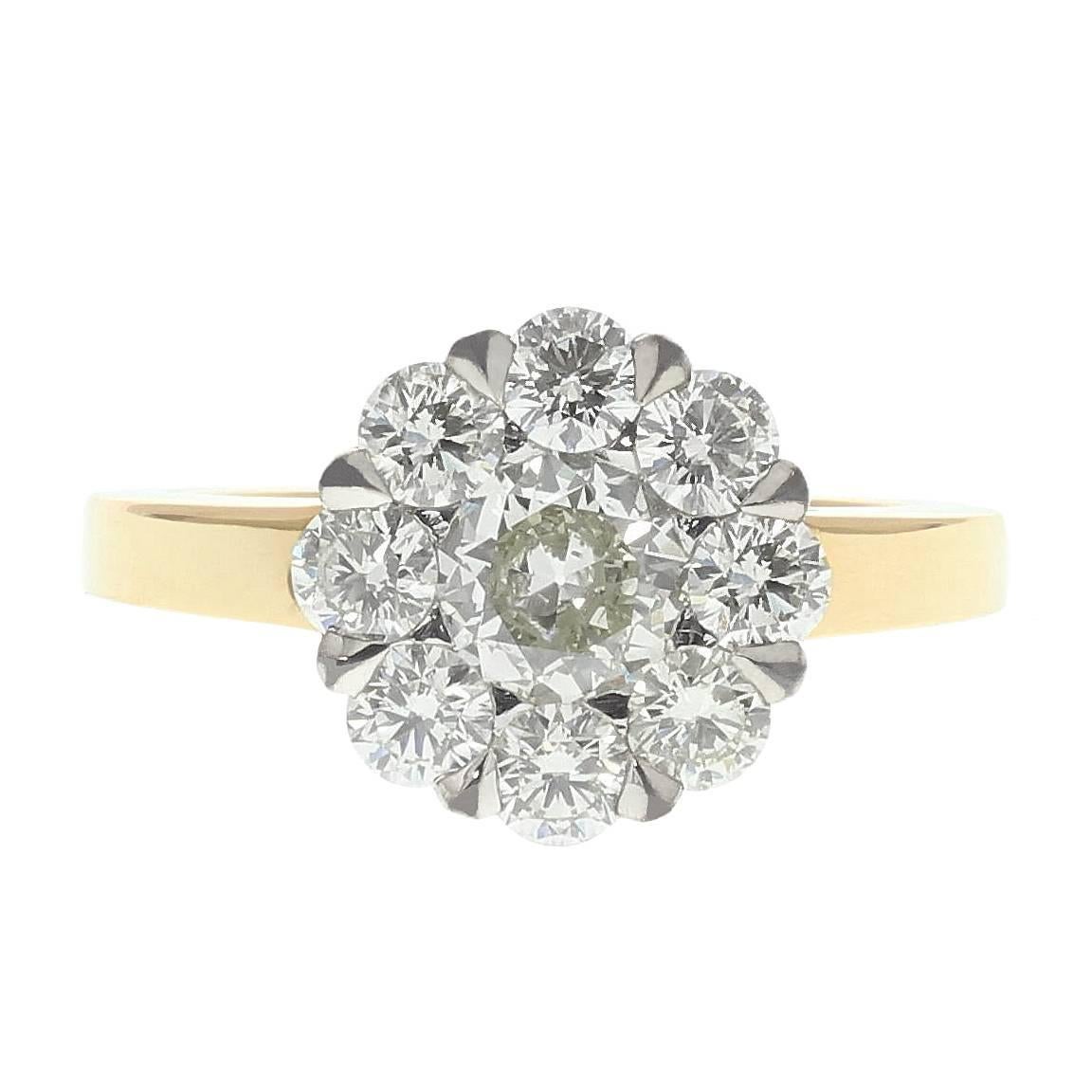 1.77 Carat Natural Diamond Rose Gold Invisible Cluster Ring For Sale