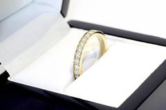 1.24 Carat Natural Diamond Yellow Gold Alliance Ring