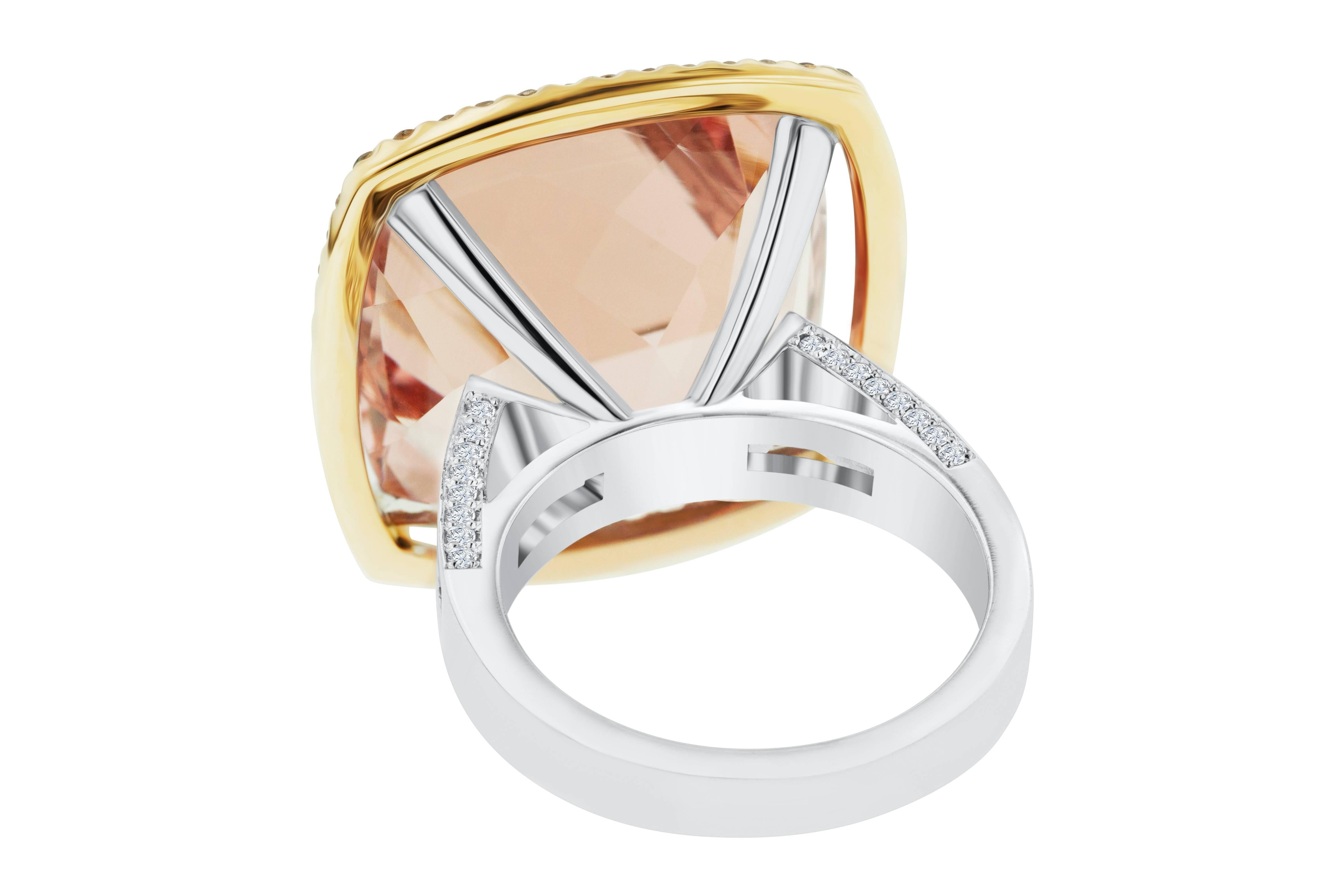 Exclusive 28.49 Carat Pink Morganite Diamond Cocktail Ring For Sale 1