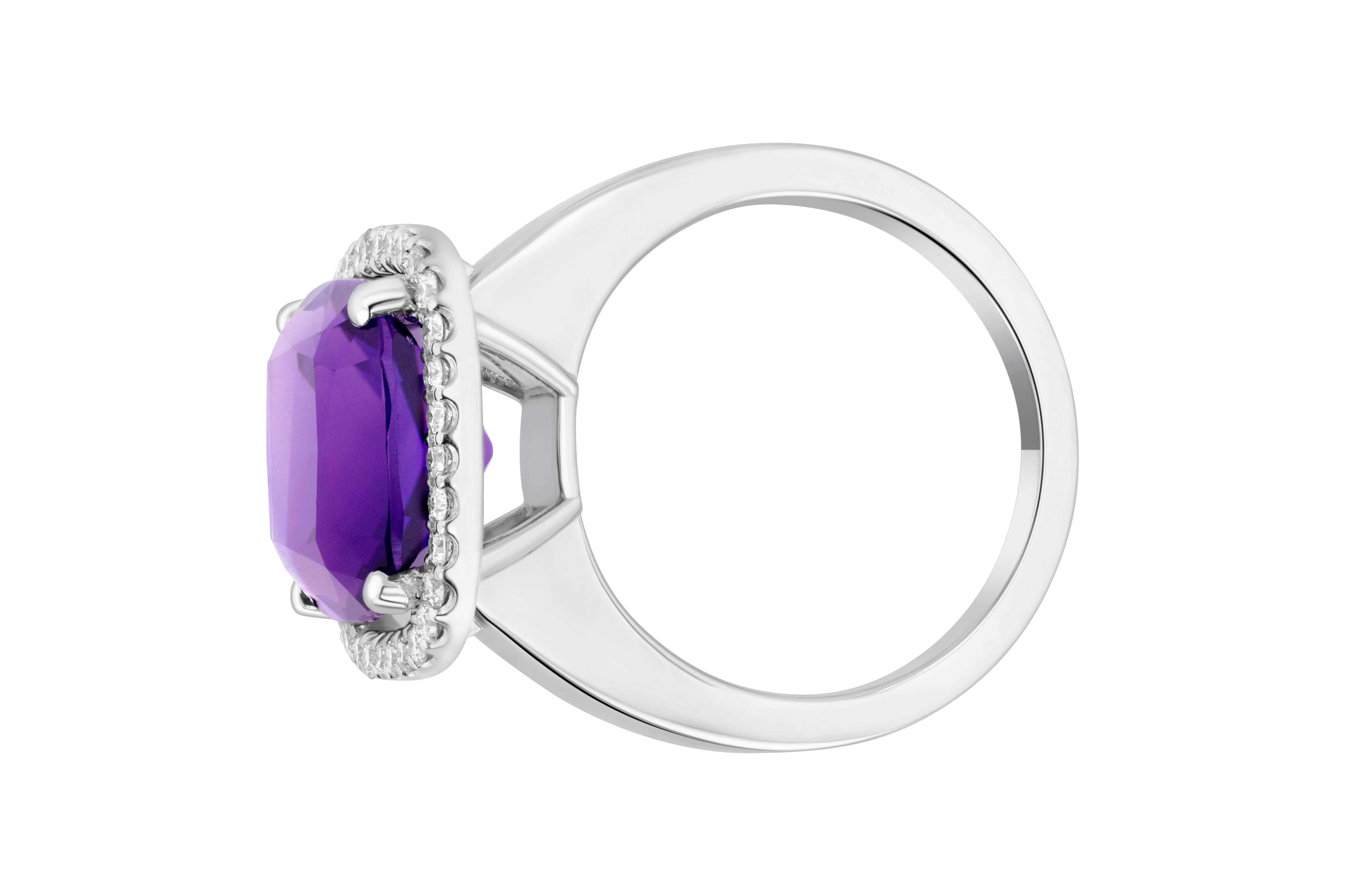 Women's Purple Amethyst Diamond Cocktail Ring For Sale