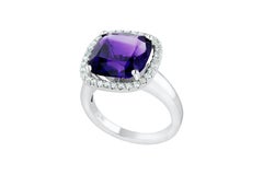 Purple Amethyst Diamond Cocktail Ring