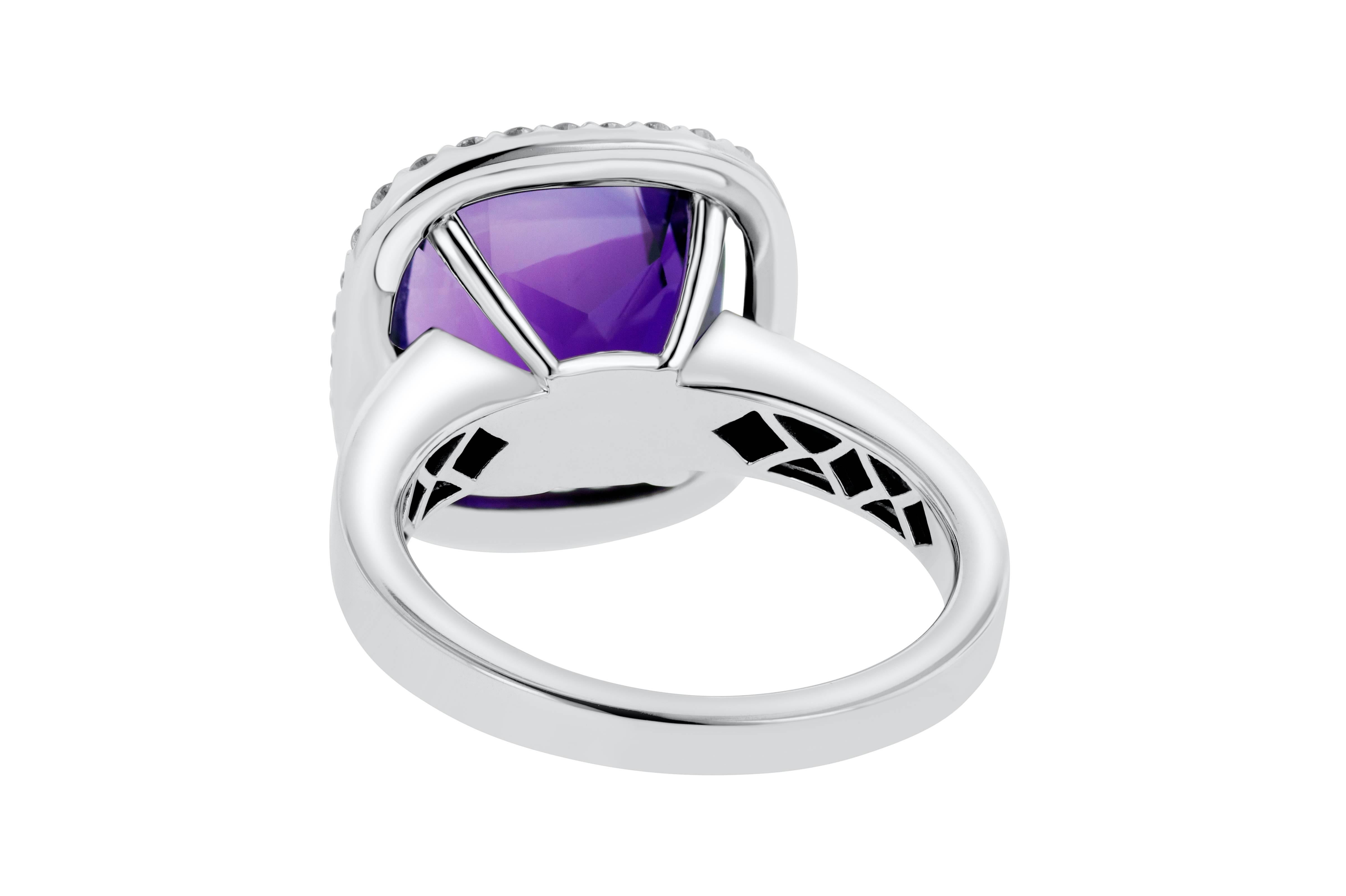 Purple Amethyst Diamond Cocktail Ring For Sale 1