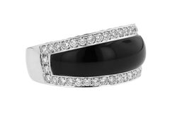 Black Onyx and 1.80 Carat Diamond Ring 14 Karat White Gold