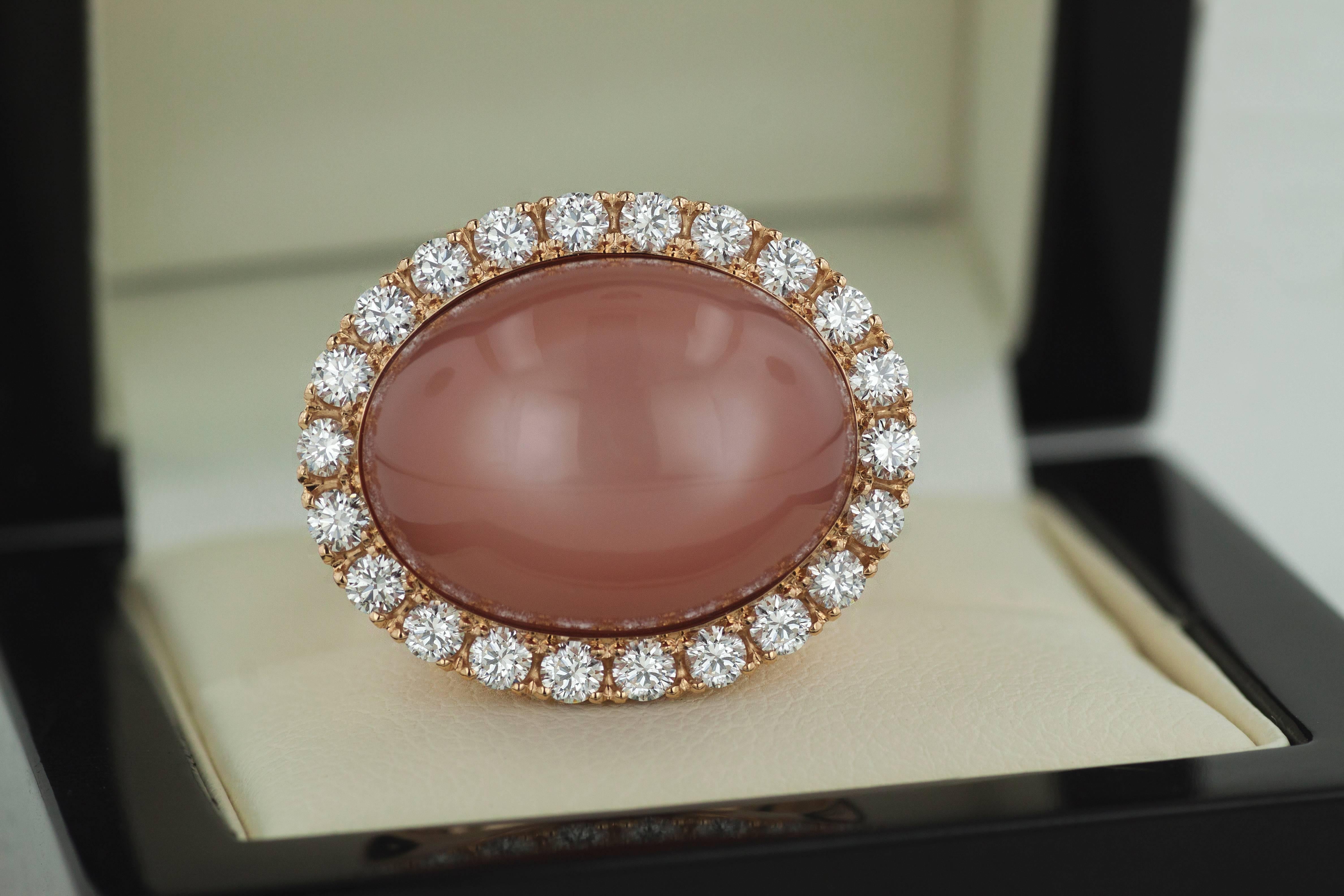 22.90 Carat Moonstone Diamond Gold Ring For Sale 1
