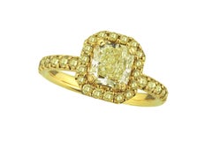 2.47 Carat Natural Diamond Yellow Gold Halo Engagement Ring