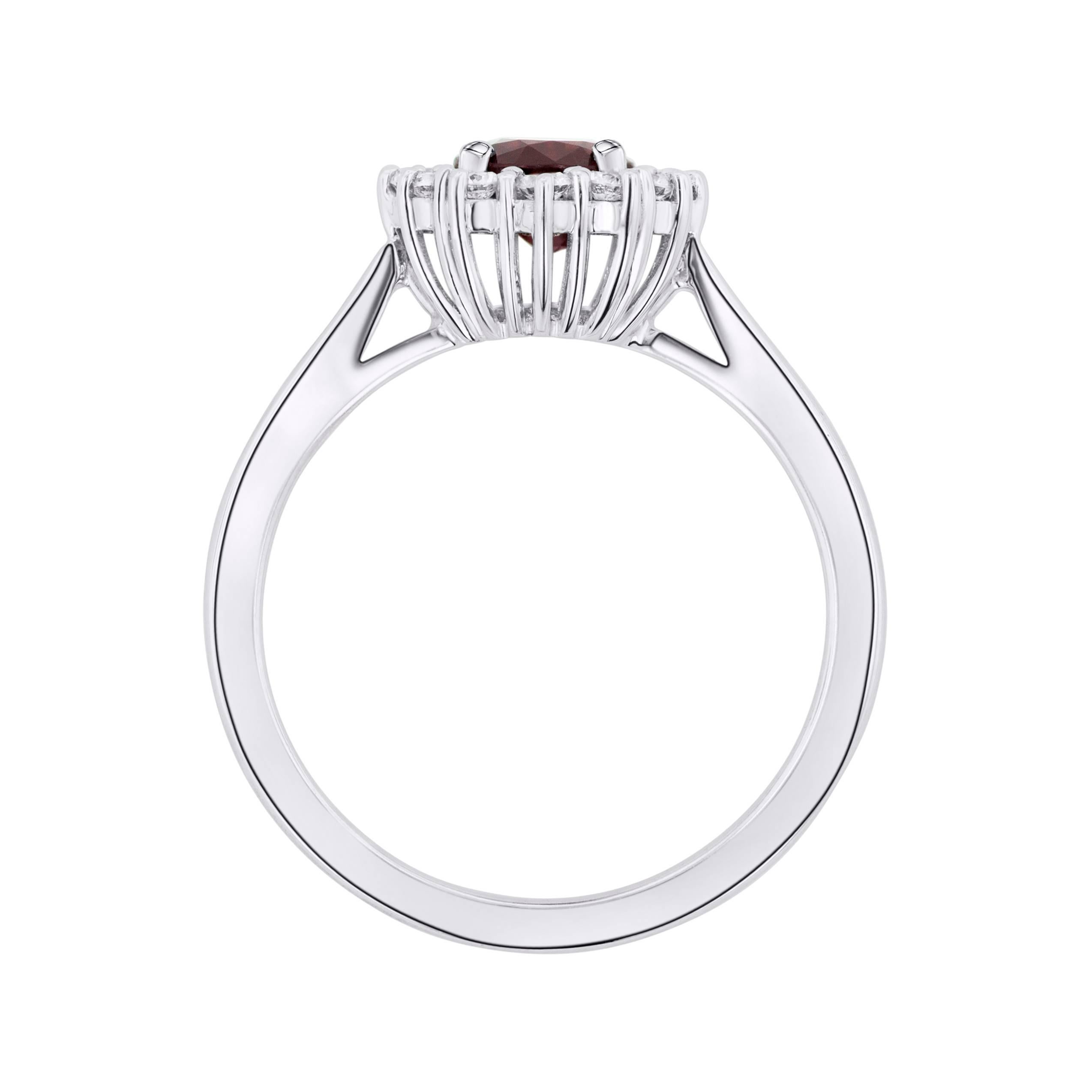 1.05 Carat Ruby Diamond Belle Époque Inspired White Gold Engagement Ring For Sale 1