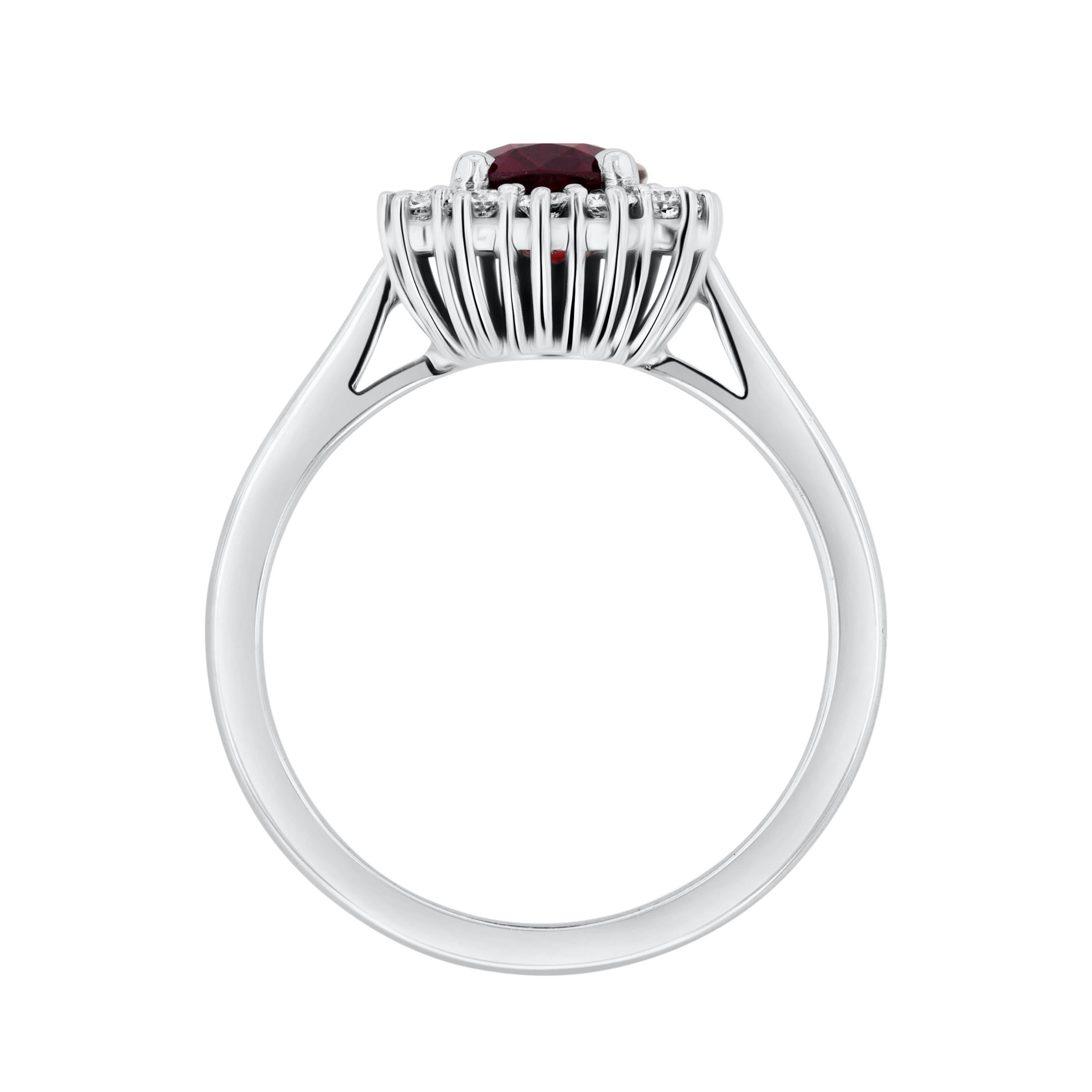 Women's 1.78 Carat Spinel Diamond Belle Époque Inspired White Gold Engagement Ring For Sale