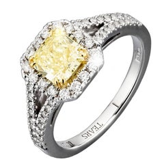 HRD Certified 1.81 Carat Fancy Yellow VVS2 VG/VG Natural Diamond Halo Ring HRD Certified 1.81 Carat Fancy Yellow VVS2 VG/VG Natural Diamond Halo Ring