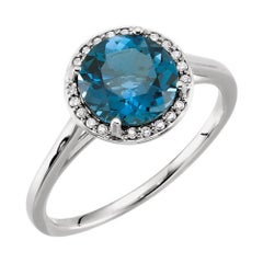 London Blue Topaz and Diamond Cocktail Ring 14 Karat White Gold London Blue Topaz and Diamond Cocktail Ring 14 Karat White Gold