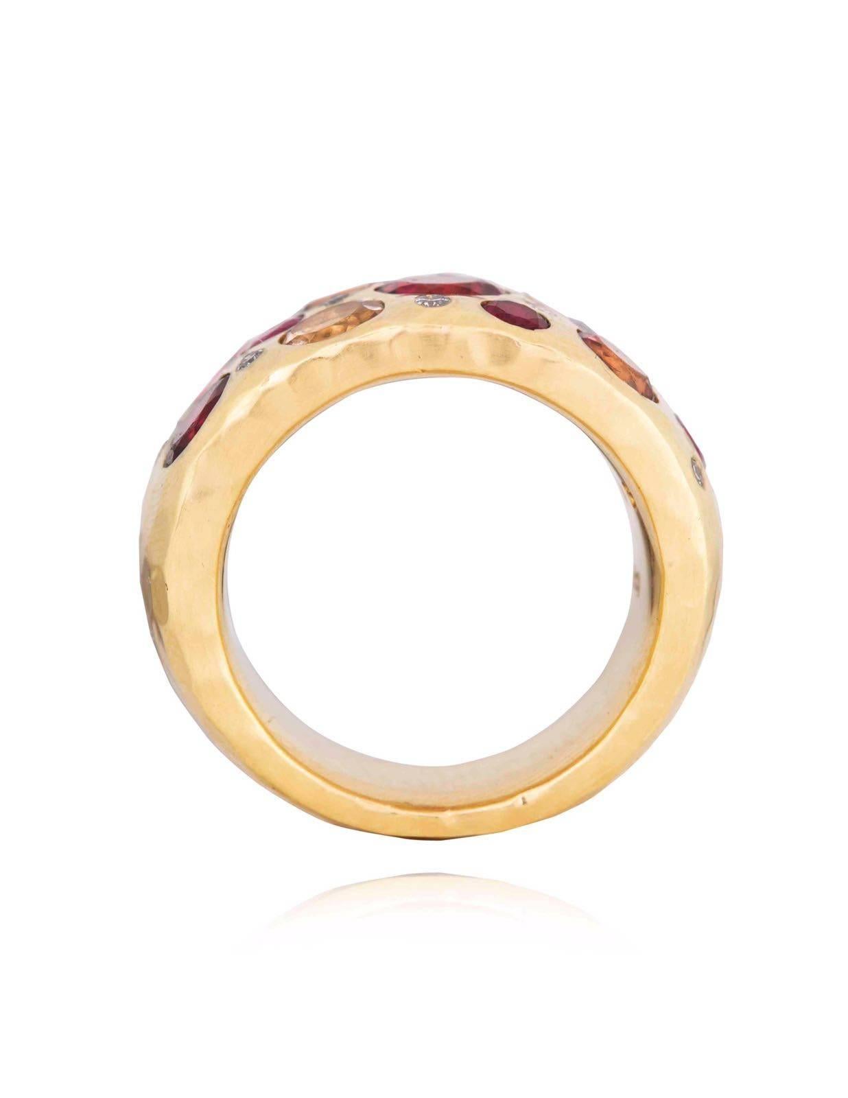 Pink Tourmaline Ruby Spinel Diamond Gold Cocktail Love Ring  In New Condition For Sale In London, GB