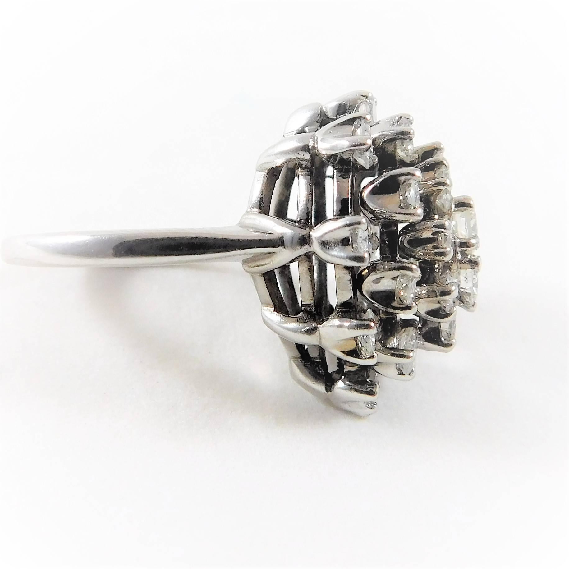 Women's Dazzling White Gold and Diamond Cluster Ring