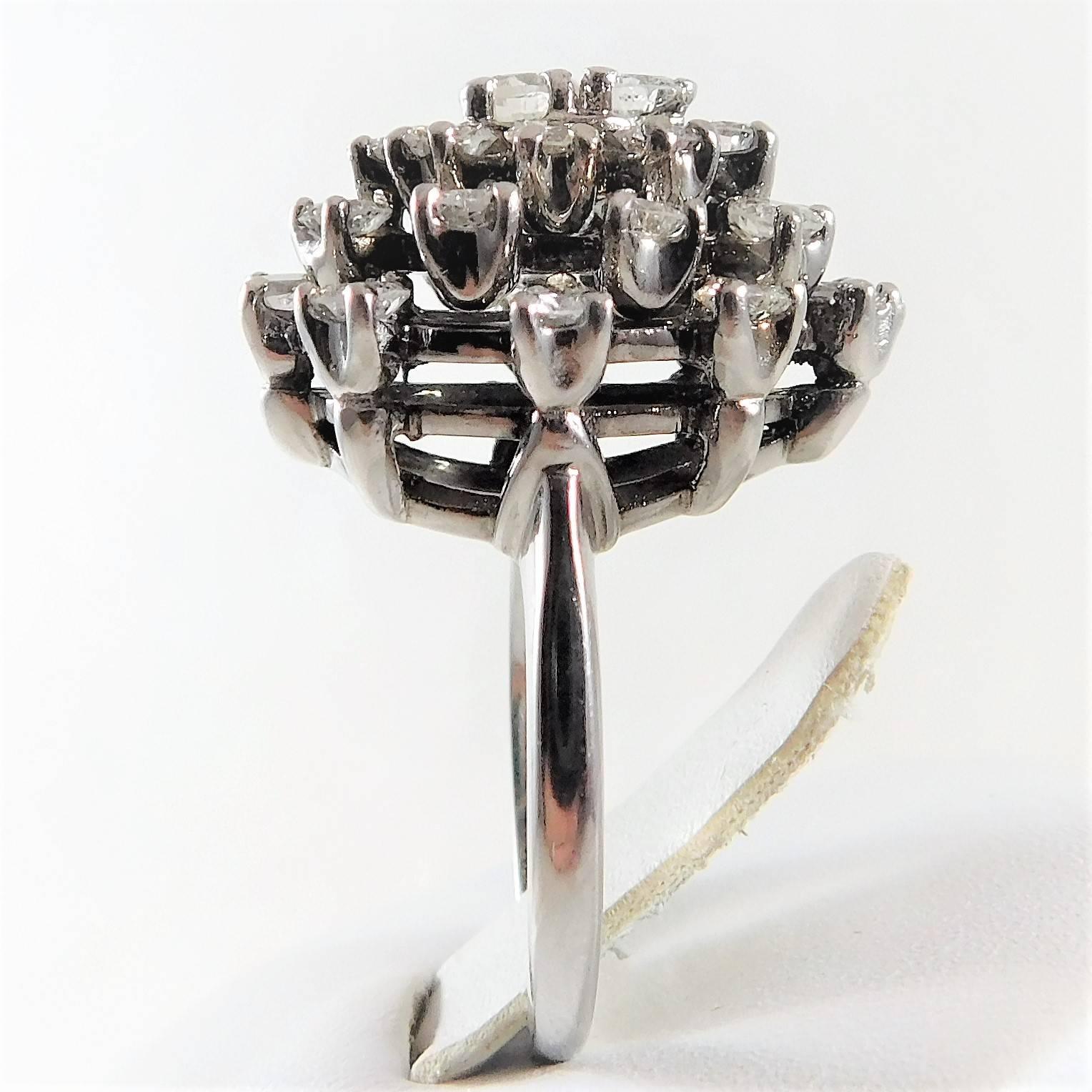 Dazzling White Gold and Diamond Cluster Ring 1
