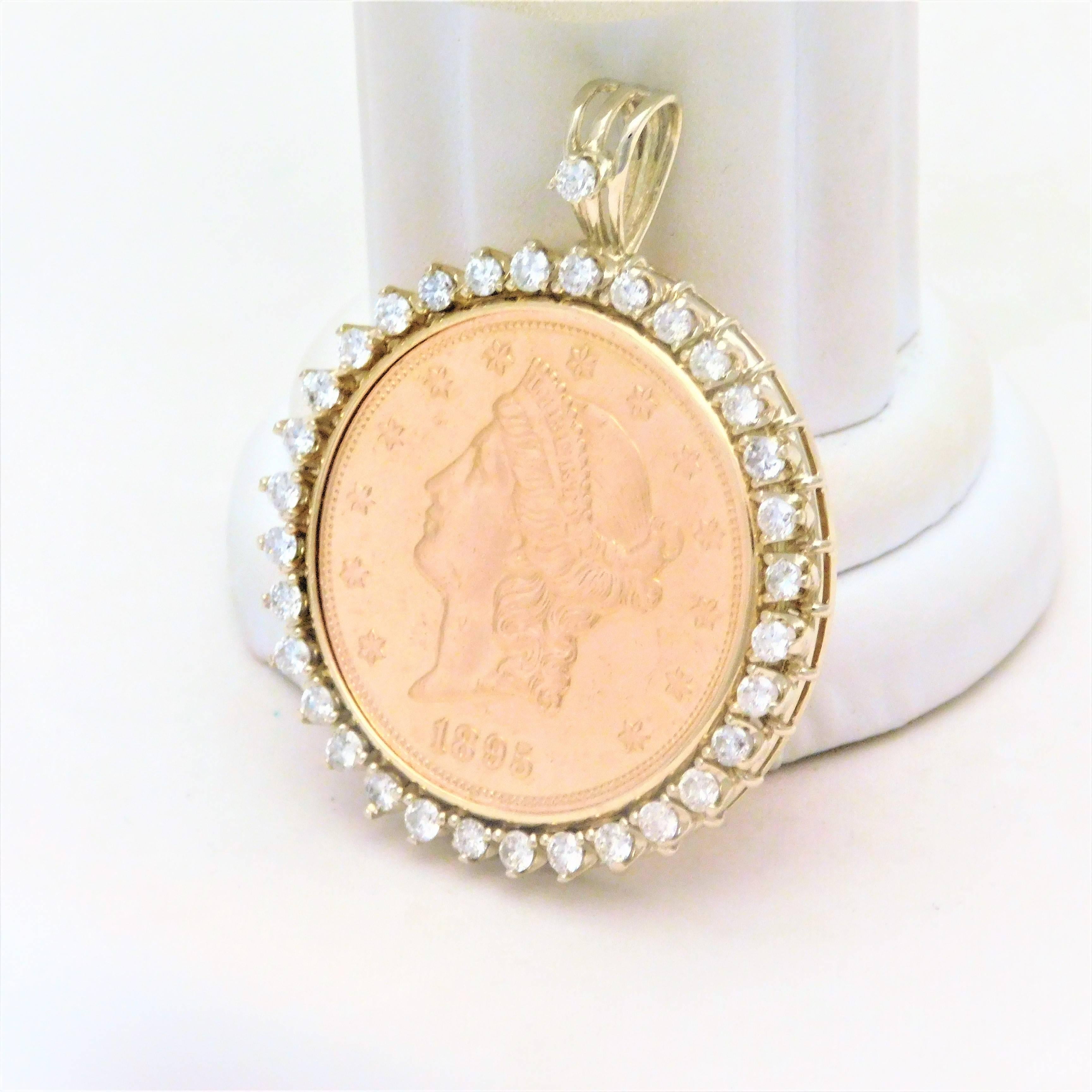 Diamond USA 1895-S Twenty Dollar Coin Pendant 5