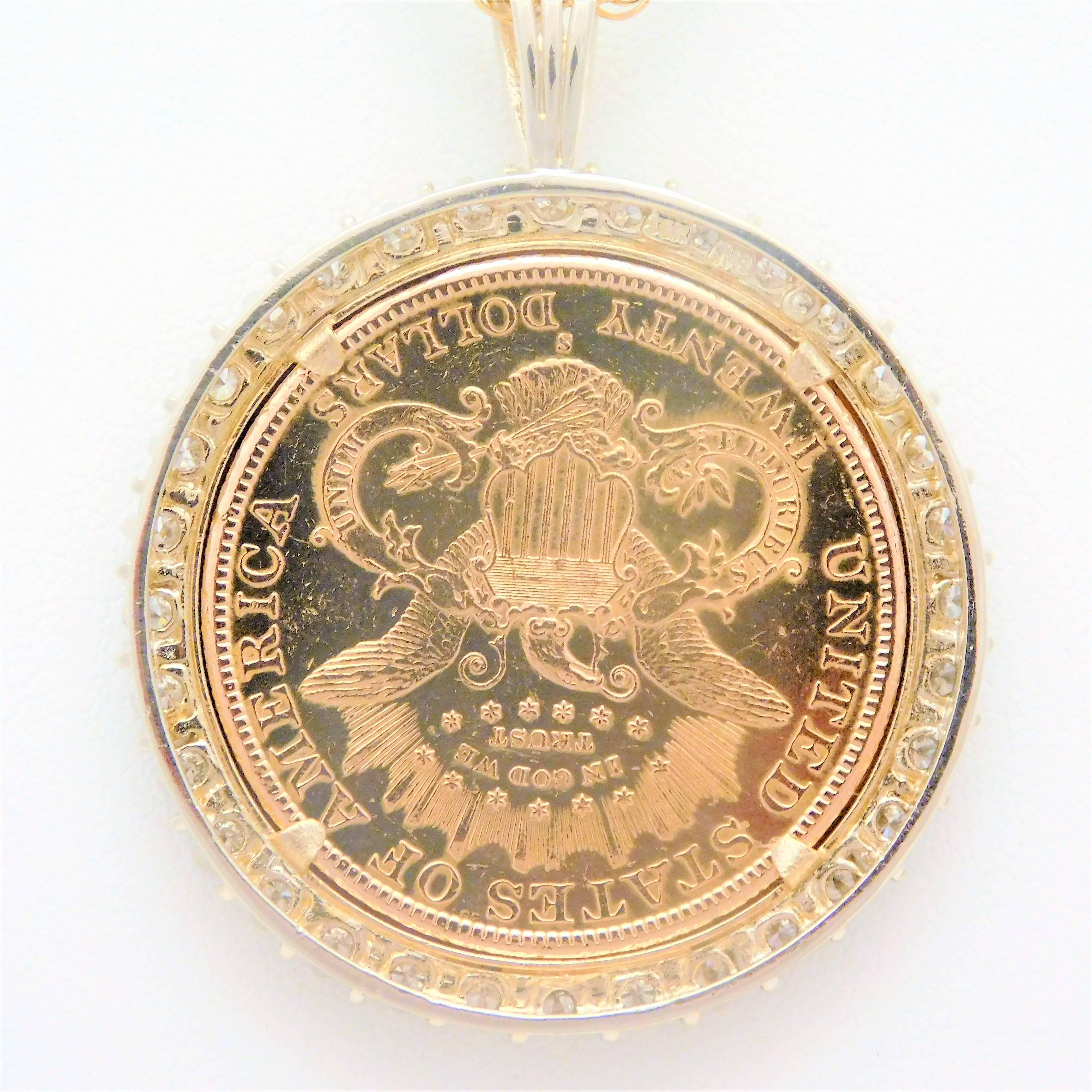 Diamond USA 1895-S Twenty Dollar Coin Pendant 3